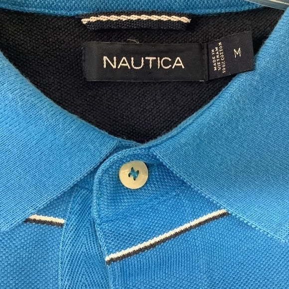 Nautica Mens Striped Polo Size Medium (Preowned) - Picture 3 of 3